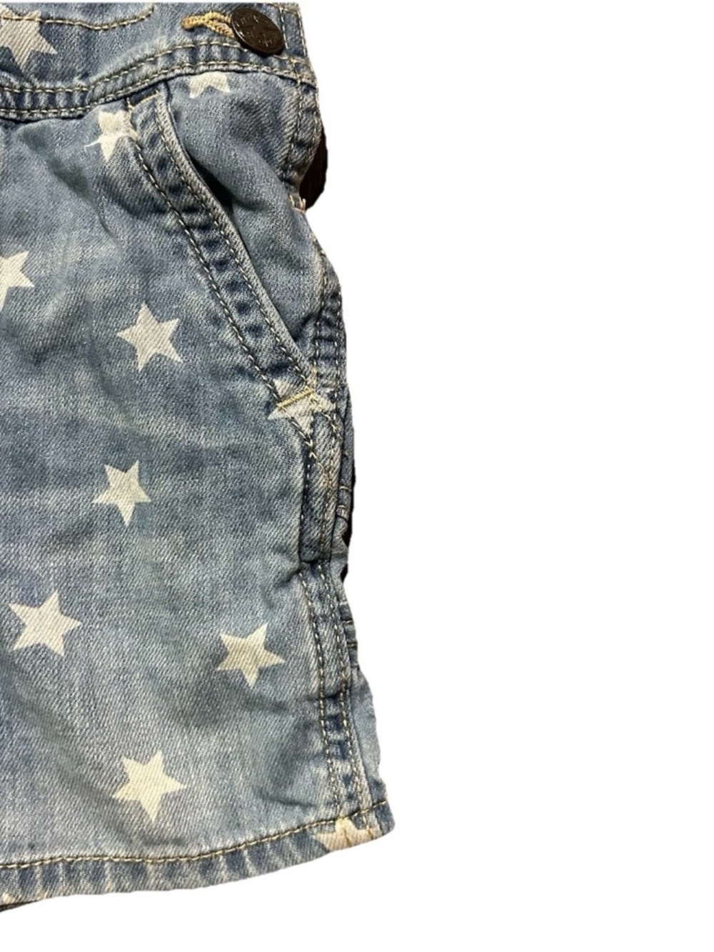 Toddler Oshkosh Denim Shortalls Overalls Size 2T Months Summer 4th Of July Stars - Picture 2 of 5